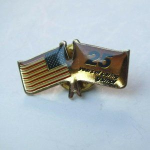 Vintage GSMOL 25 Years Length of Service Award, Dual Flags, Lapel Pin